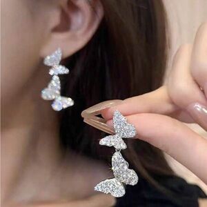 Elegant Silver Butterfly Earrings